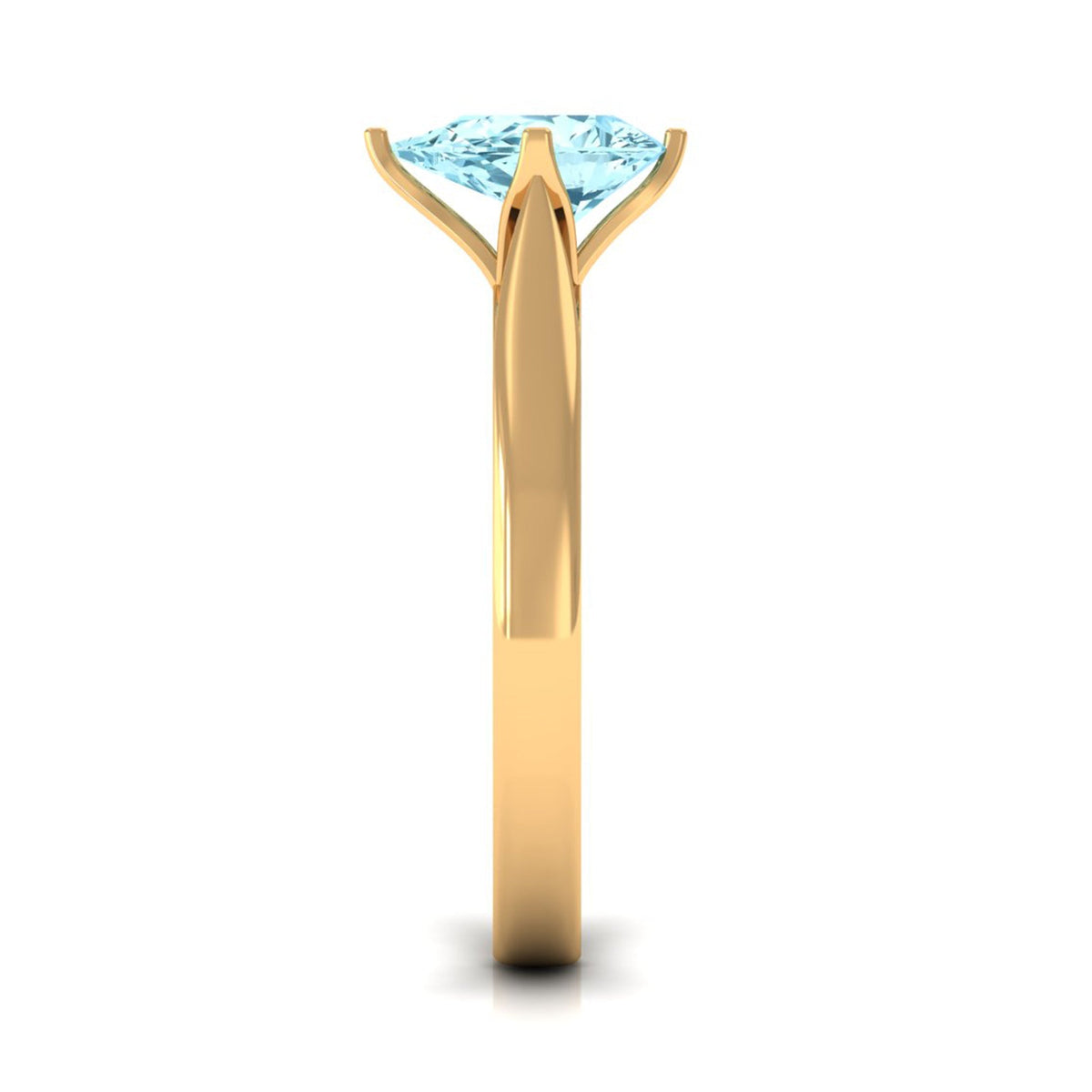 Aquamarine Solitaire Ring – 1 Carat Pear Cut Blue Gemstone With Floral Setting