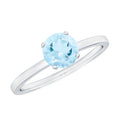 Aquamarine Solitaire Ring – Blue Gemstone 6MM Round Peg Head Setting