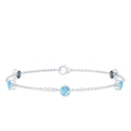 Aquamarine Station Bracelet – Slim Chain Bracelet With Bezel Setting