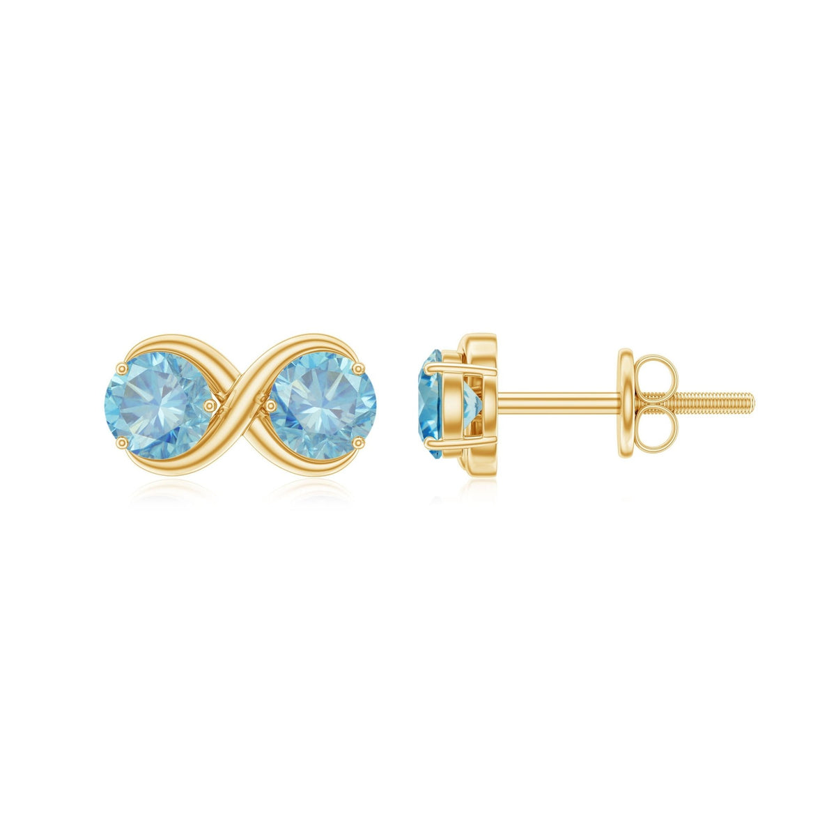 Aquamarine Stud Earrings – Elegant Infinity Design with Real Aquamarine Gems