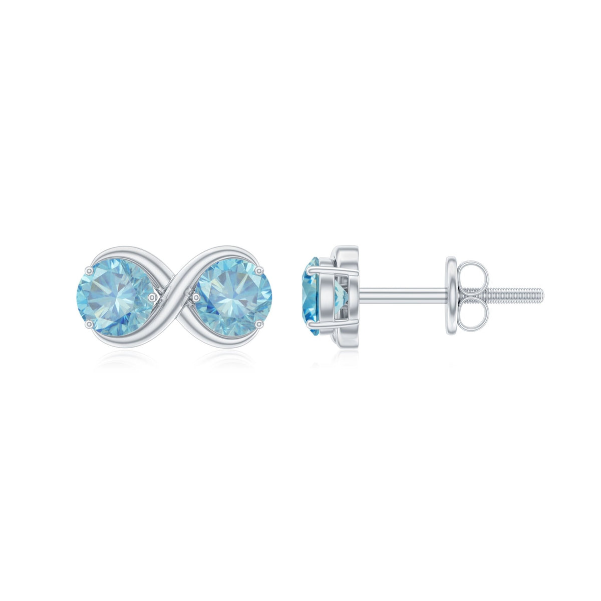 Aquamarine Stud Earrings – Elegant Infinity Design with Real Aquamarine Gems