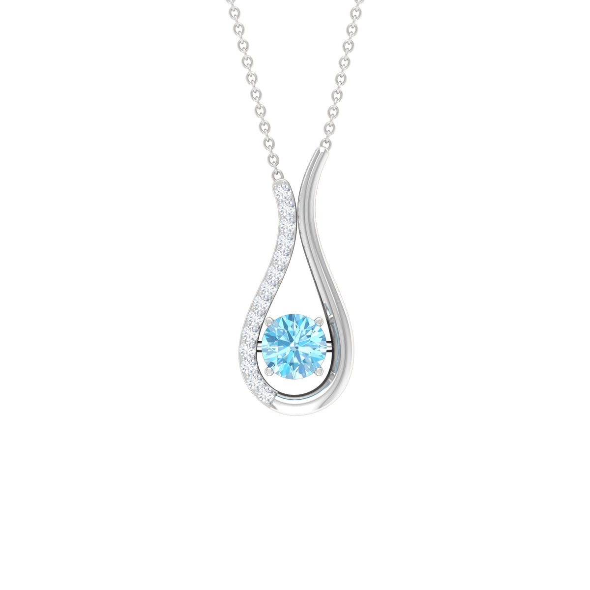 Aquamarine Teardrop Necklace – Diamond Pendant With Blue Gemstone Elegance