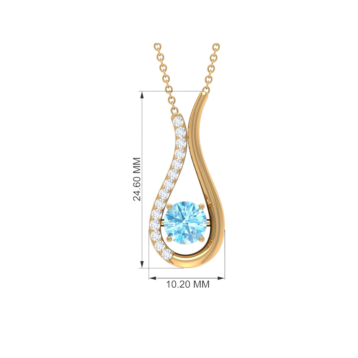 Aquamarine Teardrop Necklace – Diamond Pendant With Blue Gemstone Elegance
