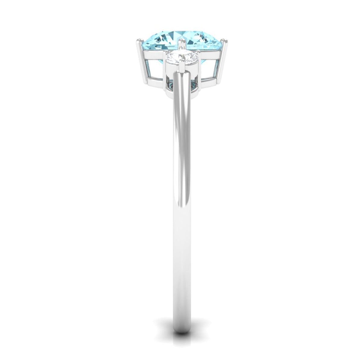 Aquamarine Three Stone Ring – Minimal Engagement Ring with Diamond Accent