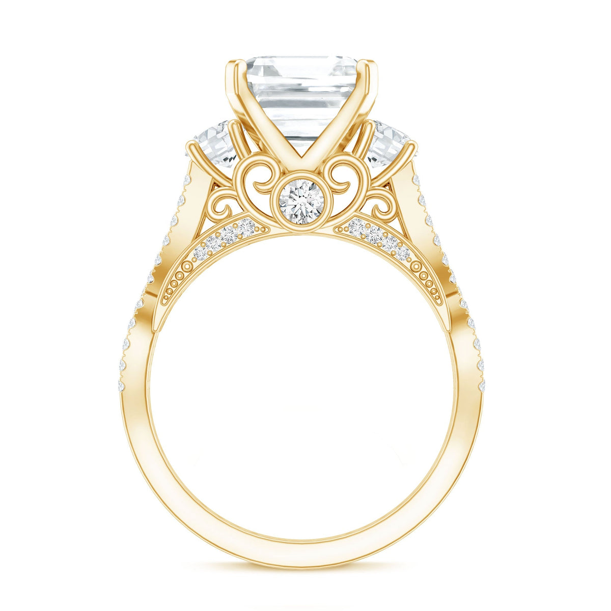 Asscher Cut Certified Moissanite Vintage Looking Engagement Ring