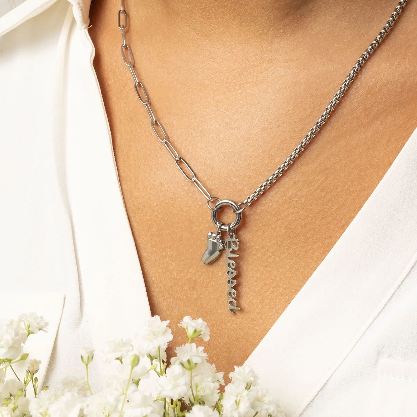 Baby Foot Charm 18K Gold Pendant – Stainless Steel Charm, New Mother Gift - Charms | Sunflower Soul Boutique