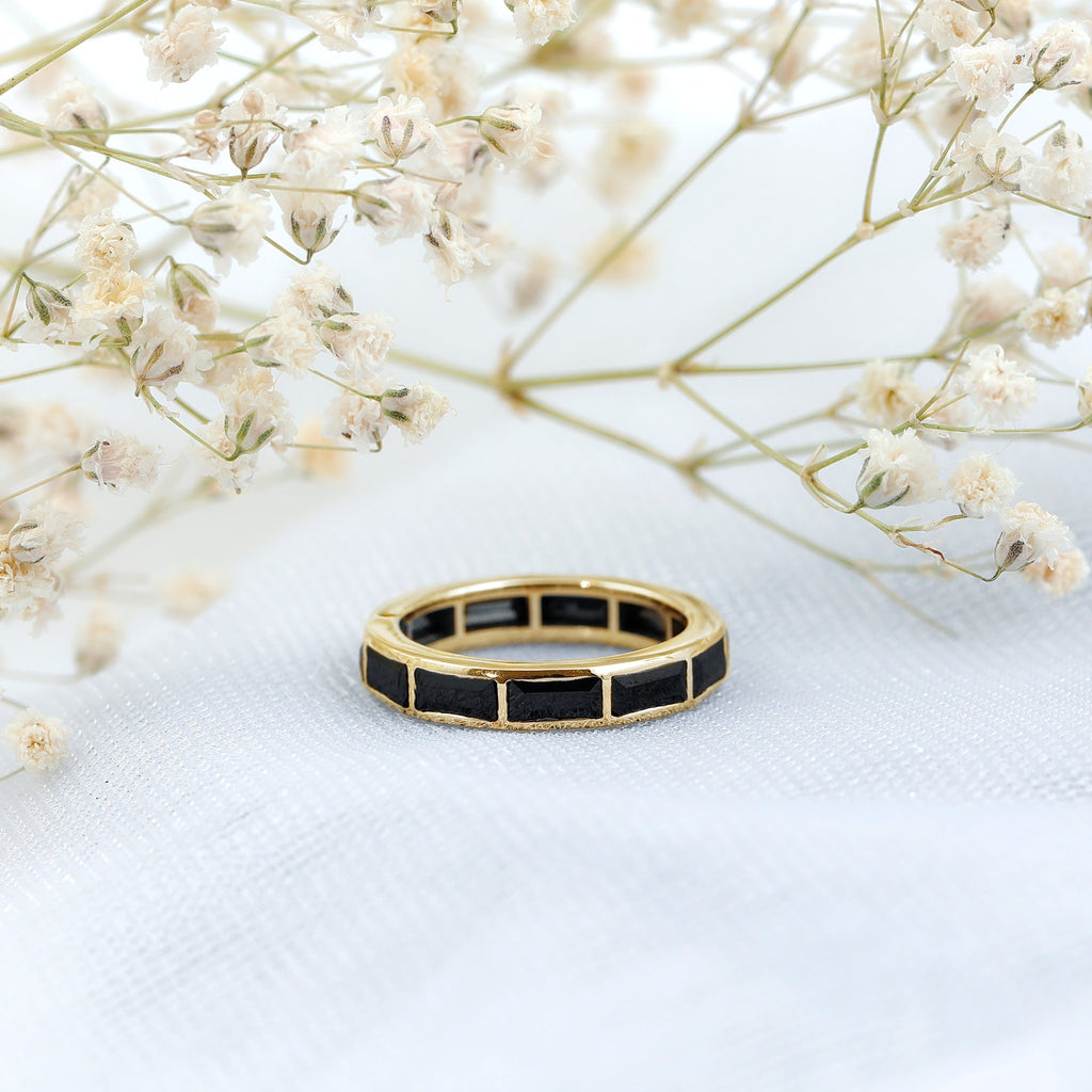 Baguette Cut Lab Grown Black Diamond Eternity Band Ring