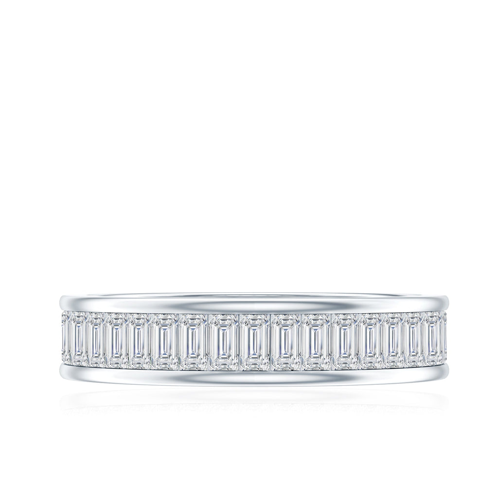Baguette Cut Moissanite Wedding Band in Channel Setting