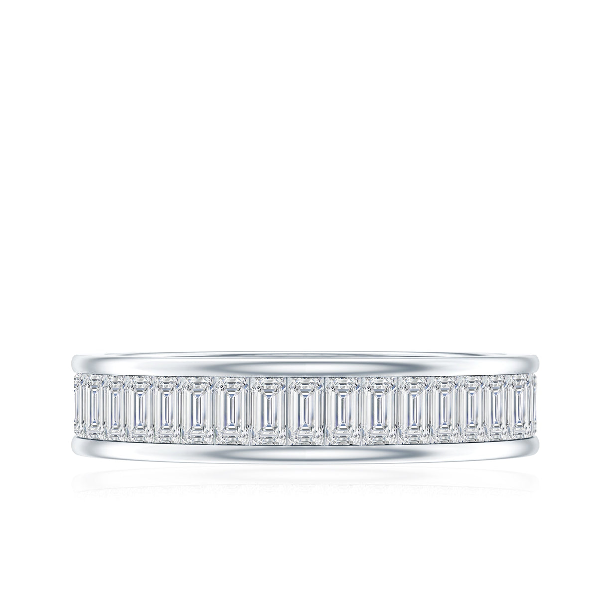 Baguette Cut Moissanite Wedding Band in Channel Setting