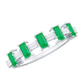 Baguette Emerald Ring – Half Eternity Band with AAA Quality Moissanite Stones