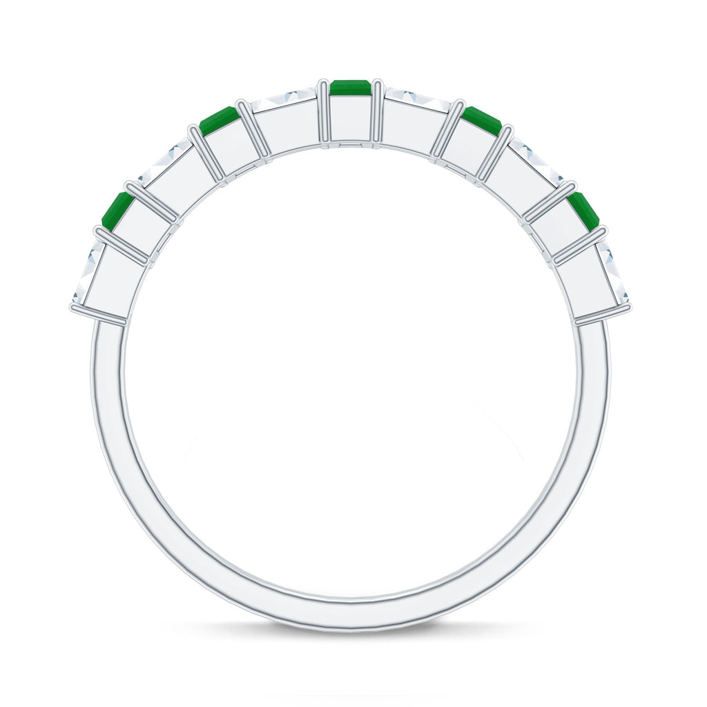 Baguette Emerald Ring – Half Eternity Band with AAA Quality Moissanite Stones