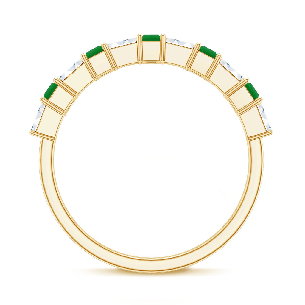 Baguette Emerald Ring – Half Eternity Band with AAA Quality Moissanite Stones