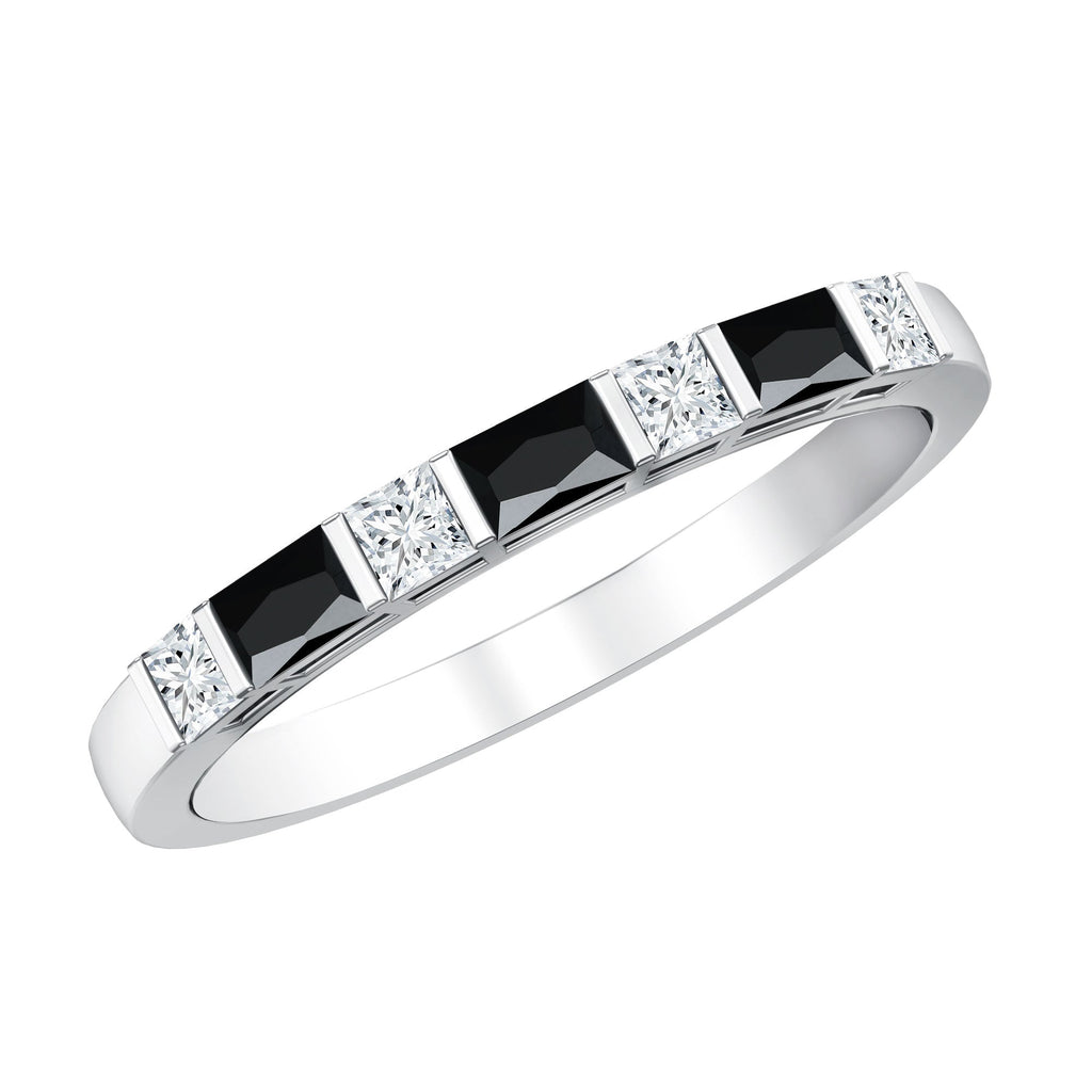 Bar Set Black Onyx and Diamond Half Eternity Wedding Band