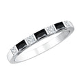 Bar Set Black Onyx and Diamond Half Eternity Wedding Band