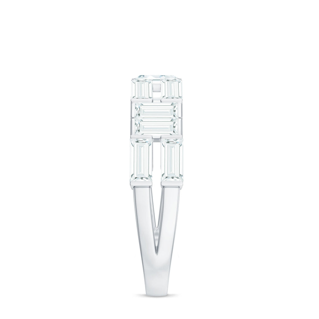 Bar Set Moissanite Baguette Wedding Band Ring