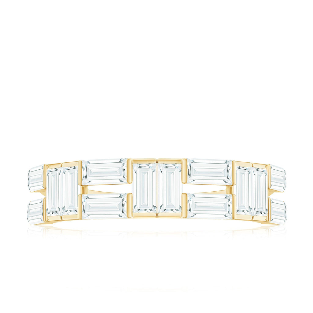 Bar Set Moissanite Baguette Wedding Band Ring
