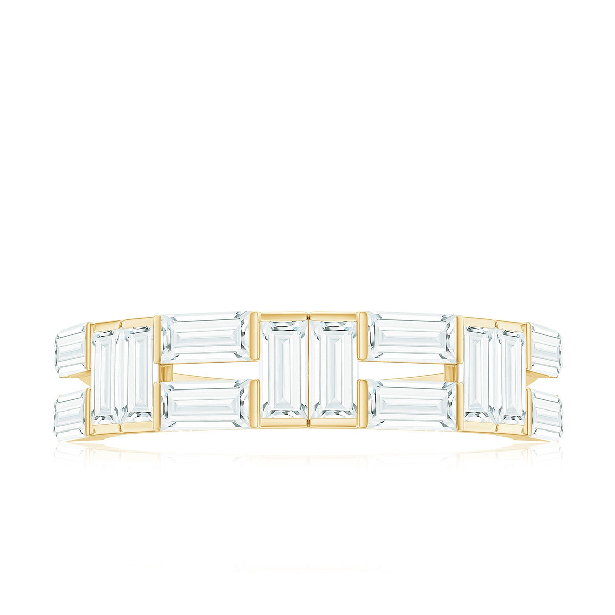 Bar Set Moissanite Baguette Wedding Band Ring