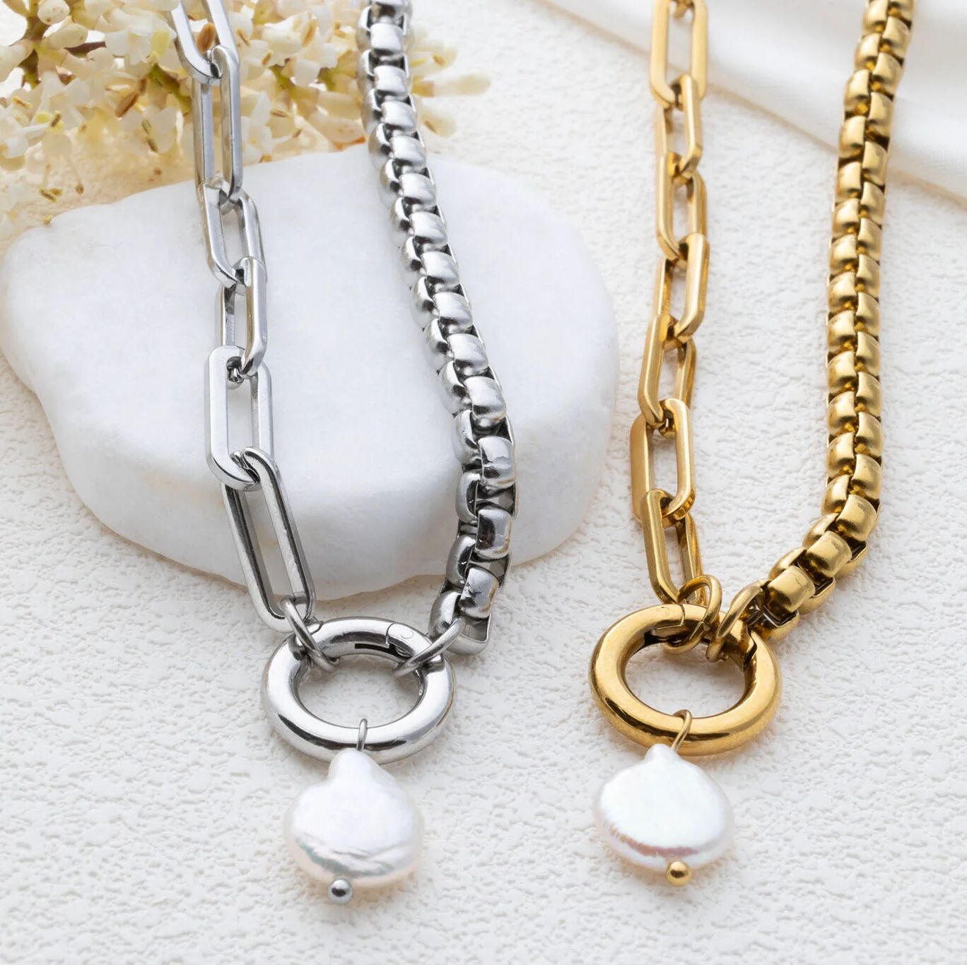 Baroque Pearl Charm – Unique Gold Tone Jewelry | Stainless Steel Charm - Charms | Sunflower Soul Boutique