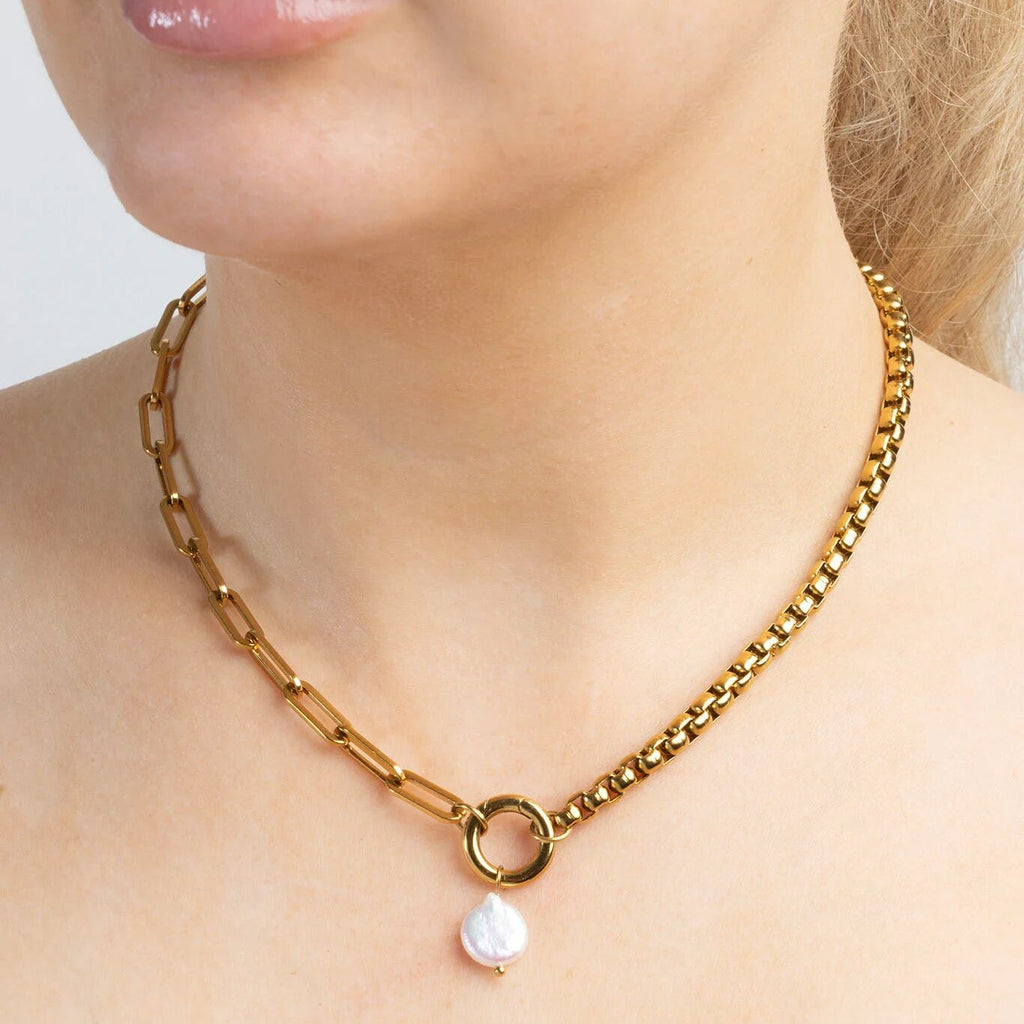 Baroque Pearl Charm – Unique Gold Tone Jewelry | Stainless Steel Charm - Charms | Sunflower Soul Boutique