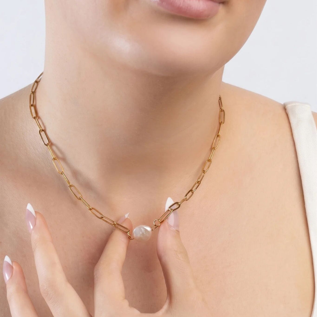 Baroque Pearl Connector – 18K Gold PVD Finish Stainless Steel Charm - Charms | Sunflower Soul Boutique