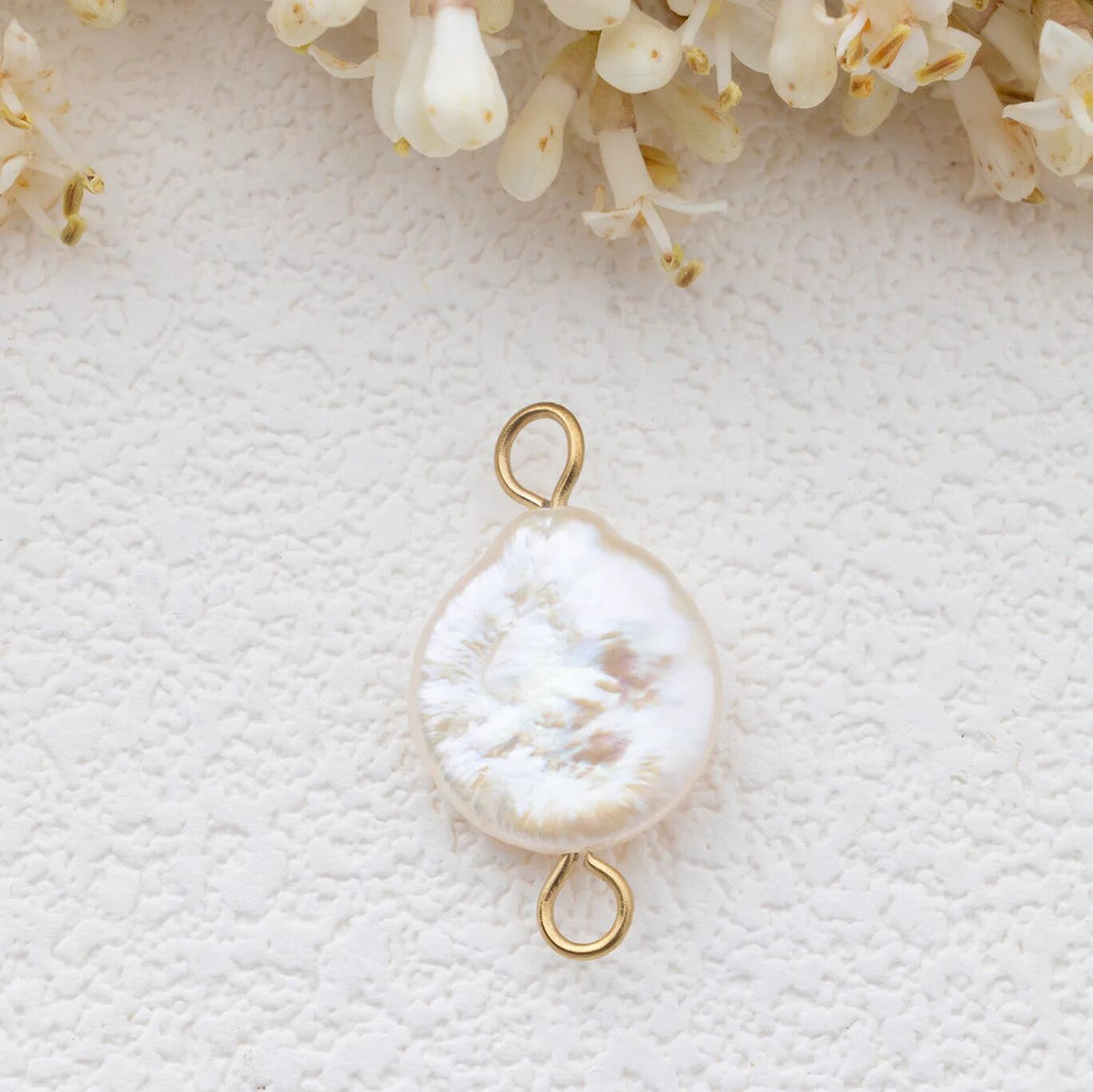 Baroque Pearl Connector – 18K Gold PVD Finish Stainless Steel Charm - Charms | Sunflower Soul Boutique