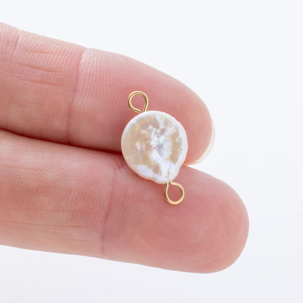 Baroque Pearl Connector – 18K Gold PVD Finish Stainless Steel Charm - Charms | Sunflower Soul Boutique