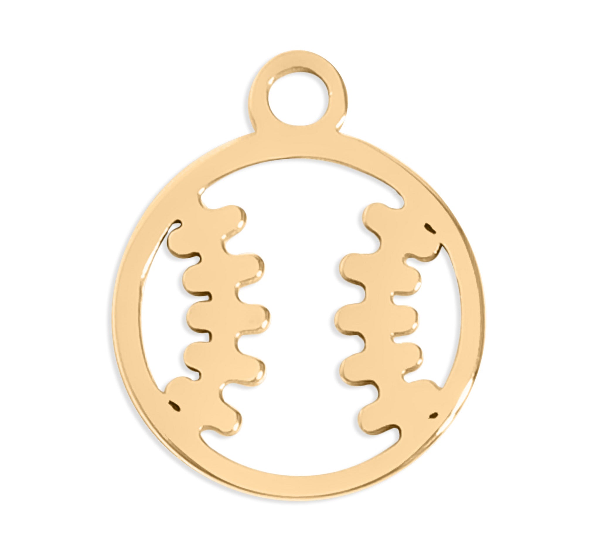 Baseball Charm 18K Gold Pendant – Waterproof Stainless Steel Sports Jewelry Accent
