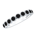 Beaded Bezel Set Black Onyx Half Eternity Wedding Band
