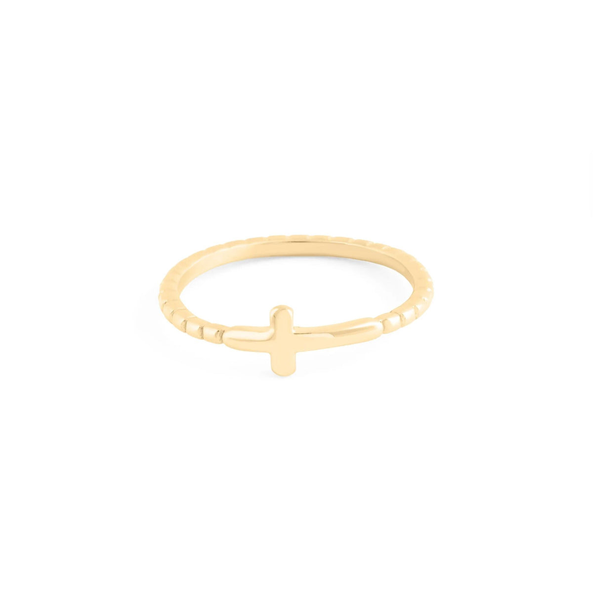 Wholesale Jewelry 14K Gold Filled Plus™ Beaded Cross Stacking Ring- Main
