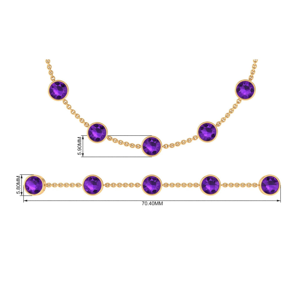 Bezel Set Amethyst Station Chain Bracelet for Women