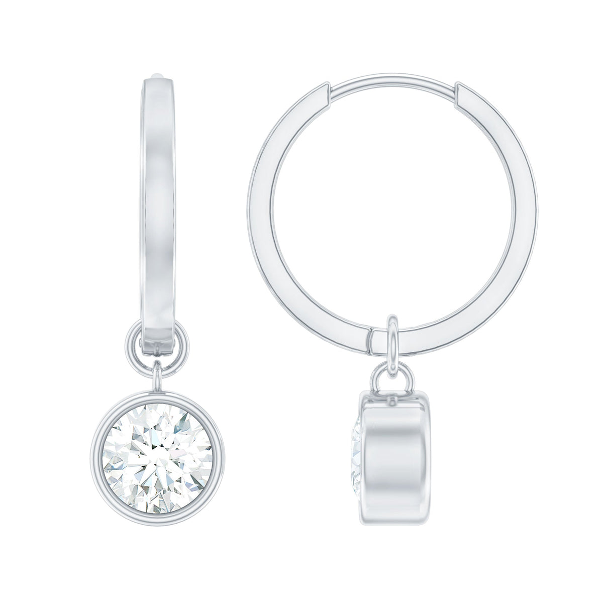 Bezel Set Diamond Earrings – Lab Grown Diamond Drop Earrings for Women | Secure Modern Design