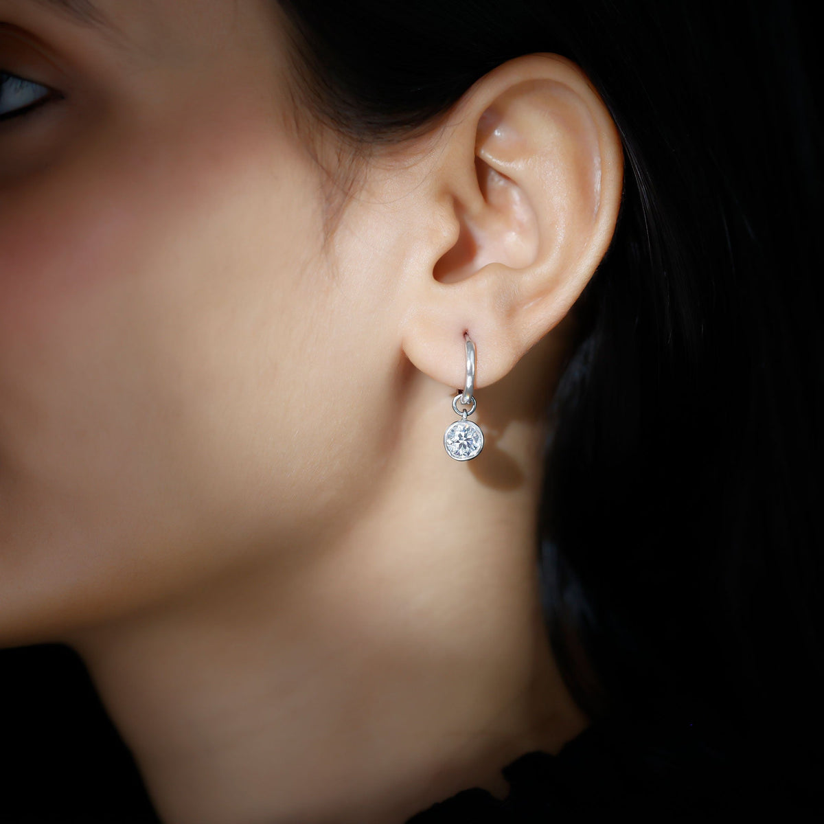 Bezel Set Diamond Earrings – Lab Grown Diamond Drop Earrings for Women | Secure Modern Design