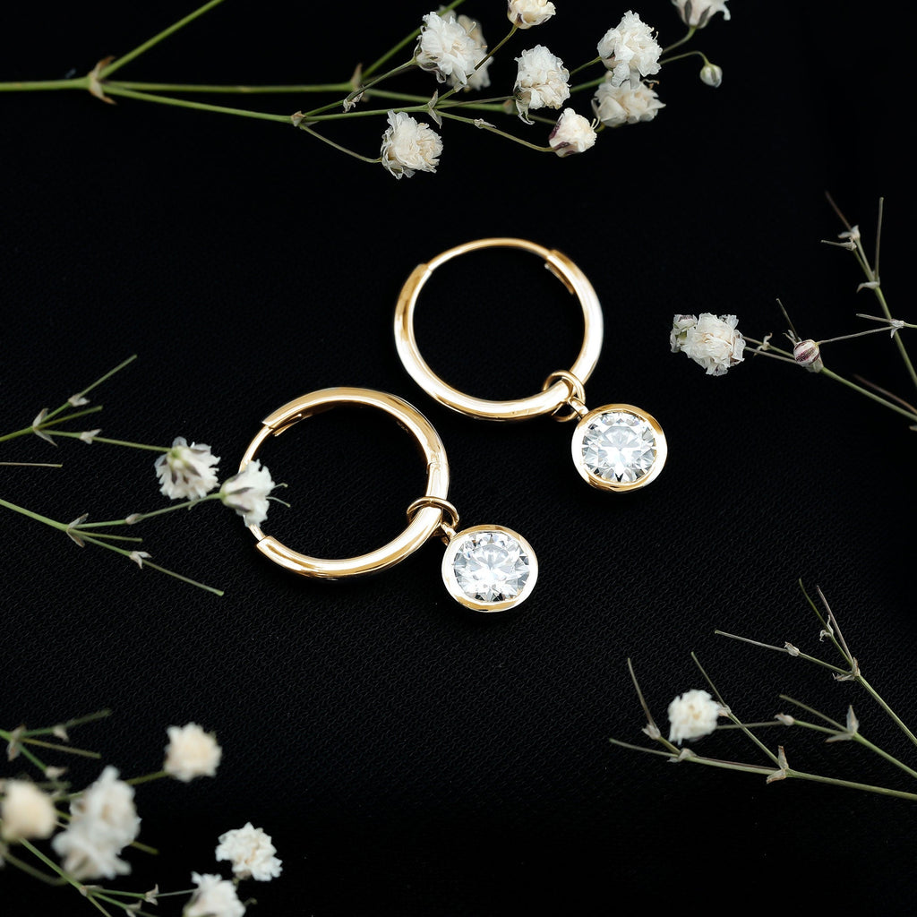 Bezel Set Diamond Earrings – Lab Grown Diamond Drop Earrings for Women | Secure Modern Design