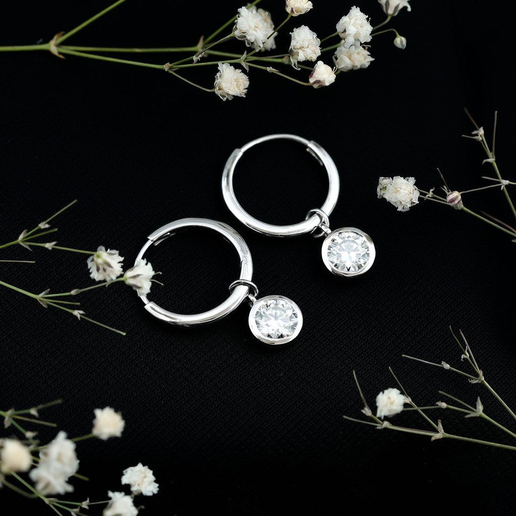 Bezel Set Diamond Earrings – Lab Grown Diamond Drop Earrings for Women | Secure Modern Design