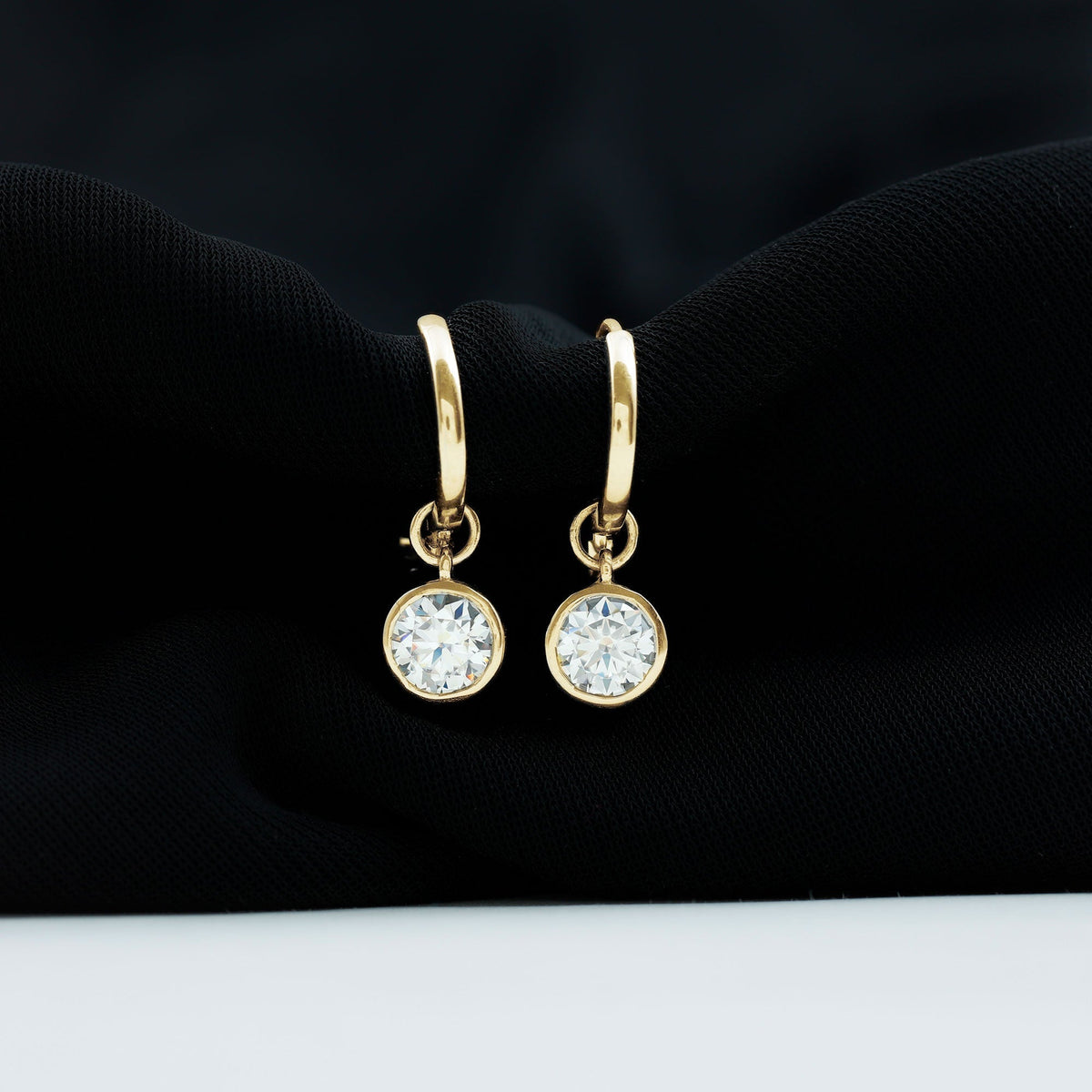 Bezel Set Diamond Earrings – Lab Grown Diamond Drop Earrings for Women | Secure Modern Design