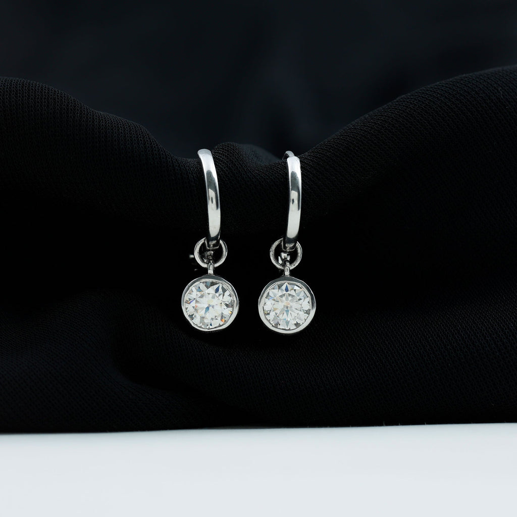 Bezel Set Diamond Earrings – Lab Grown Diamond Drop Earrings for Women | Secure Modern Design