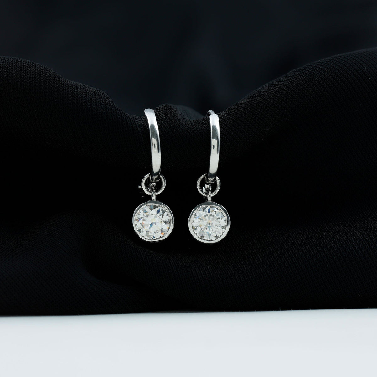 Bezel Set Diamond Earrings – Lab Grown Diamond Drop Earrings for Women | Secure Modern Design