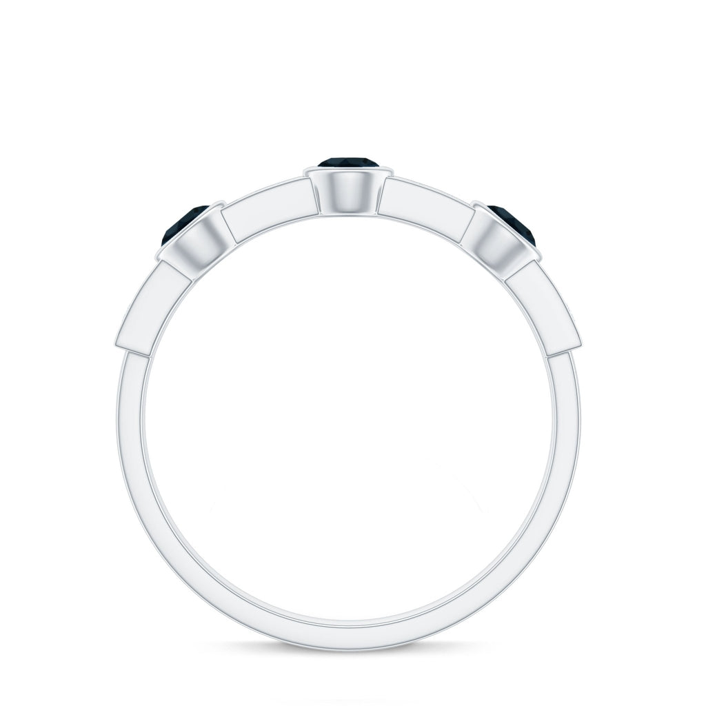 Bezel Set London Blue Topaz Half Eternity Band with Diamond