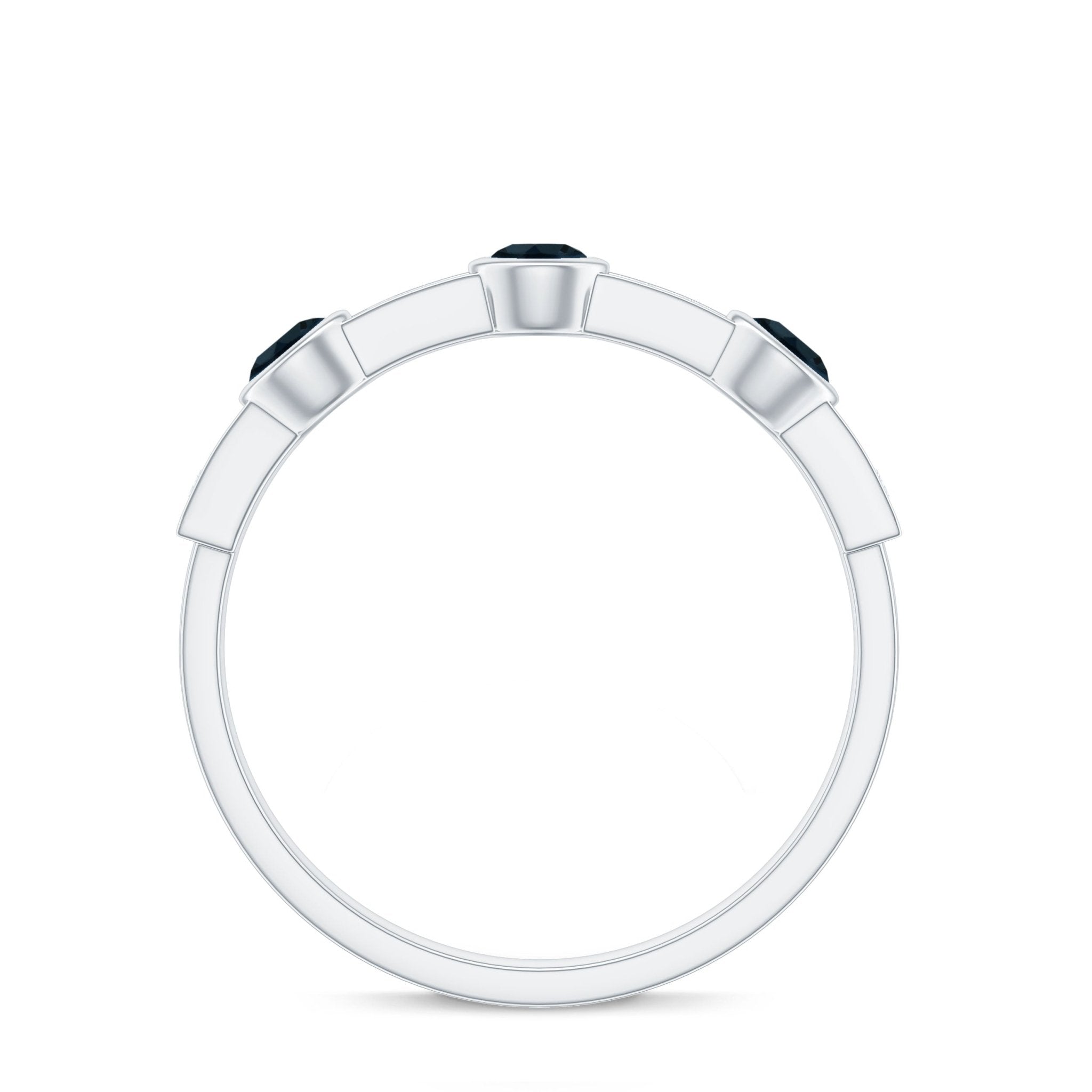 Bezel Set London Blue Topaz Half Eternity Band with Diamond