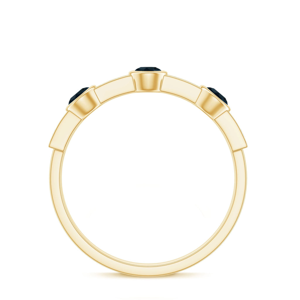 Bezel Set London Blue Topaz Half Eternity Band with Diamond