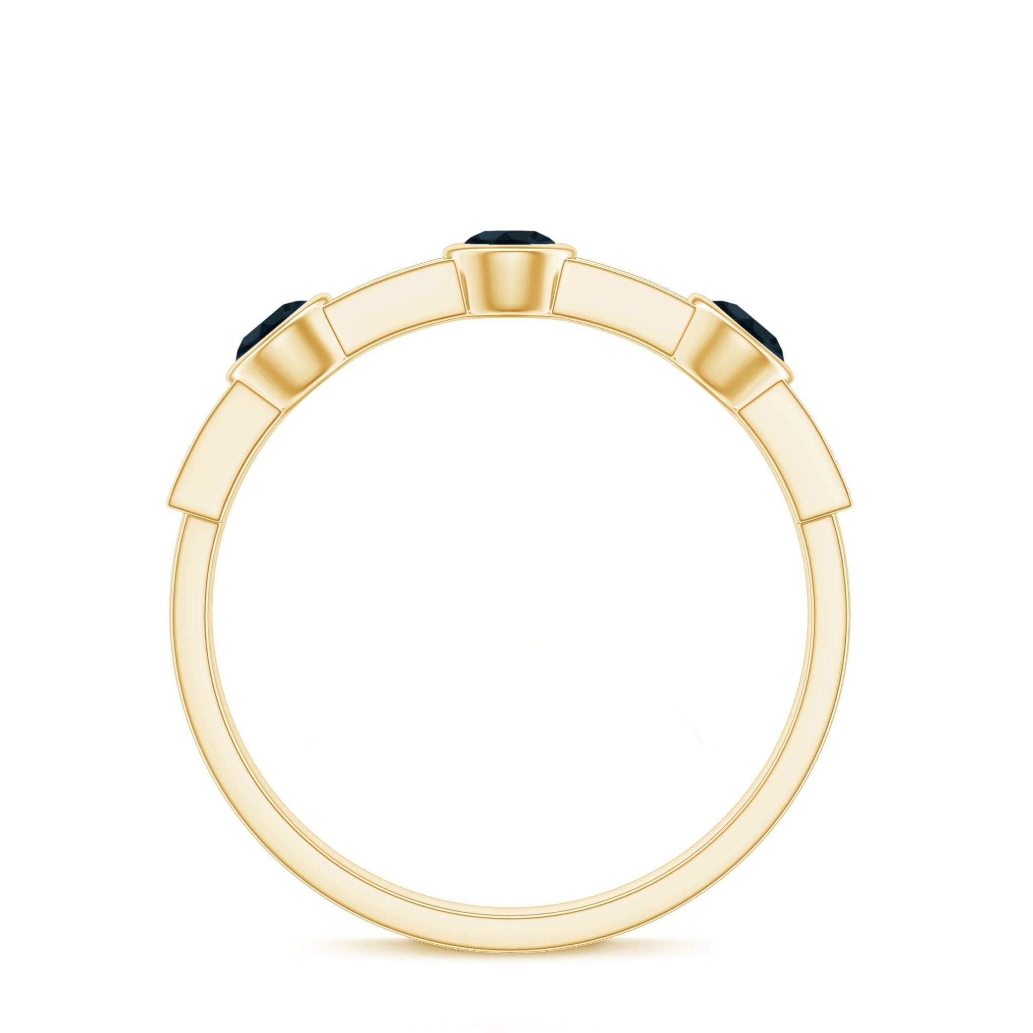 Bezel Set London Blue Topaz Half Eternity Band with Diamond