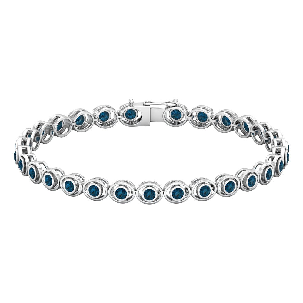 Bezel Set London Blue Topaz Tennis Bracelet for Women