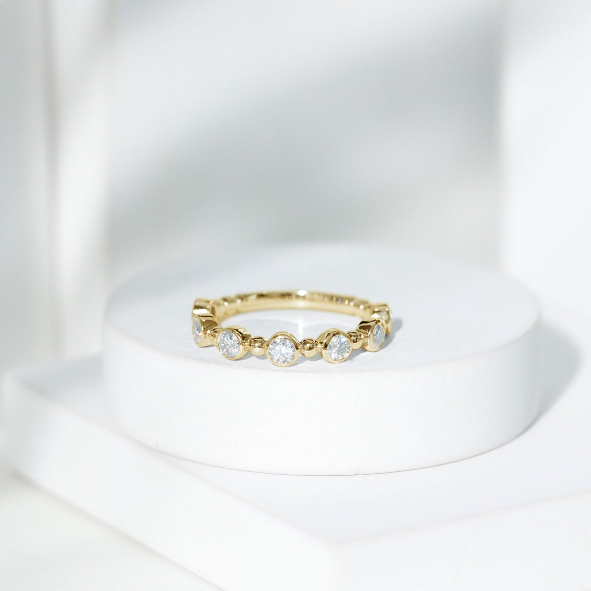 Bezel Set Moissanite Stackable Anniversary Band Ring