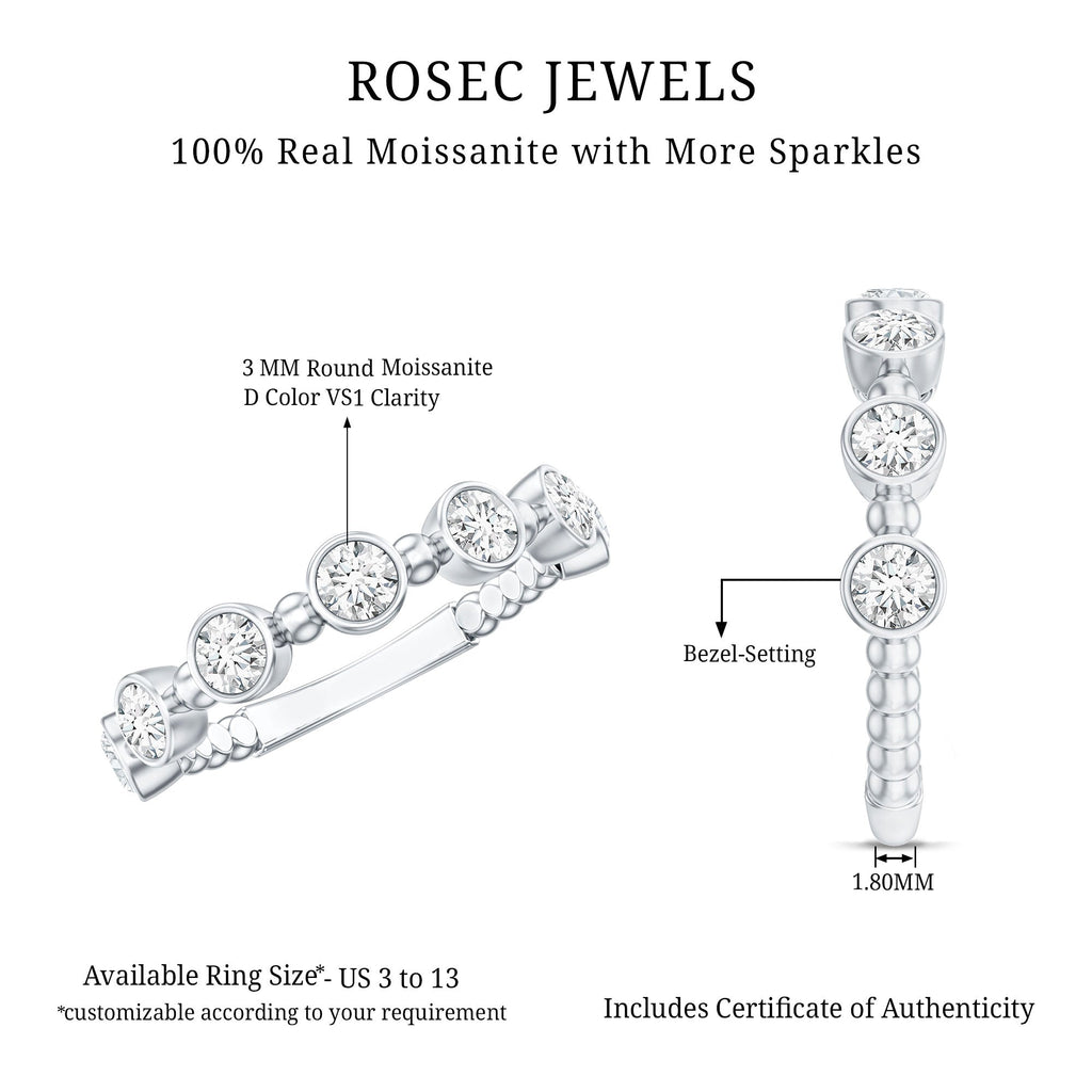 Bezel Set Moissanite Stackable Anniversary Band Ring