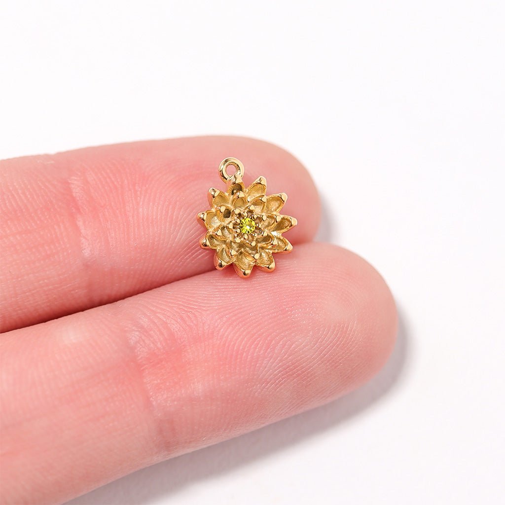 Birth Flower Charm – 18K Gold PVD Coated Pendant With Birthstone Sparkle - charm | Sunflower Soul Boutique