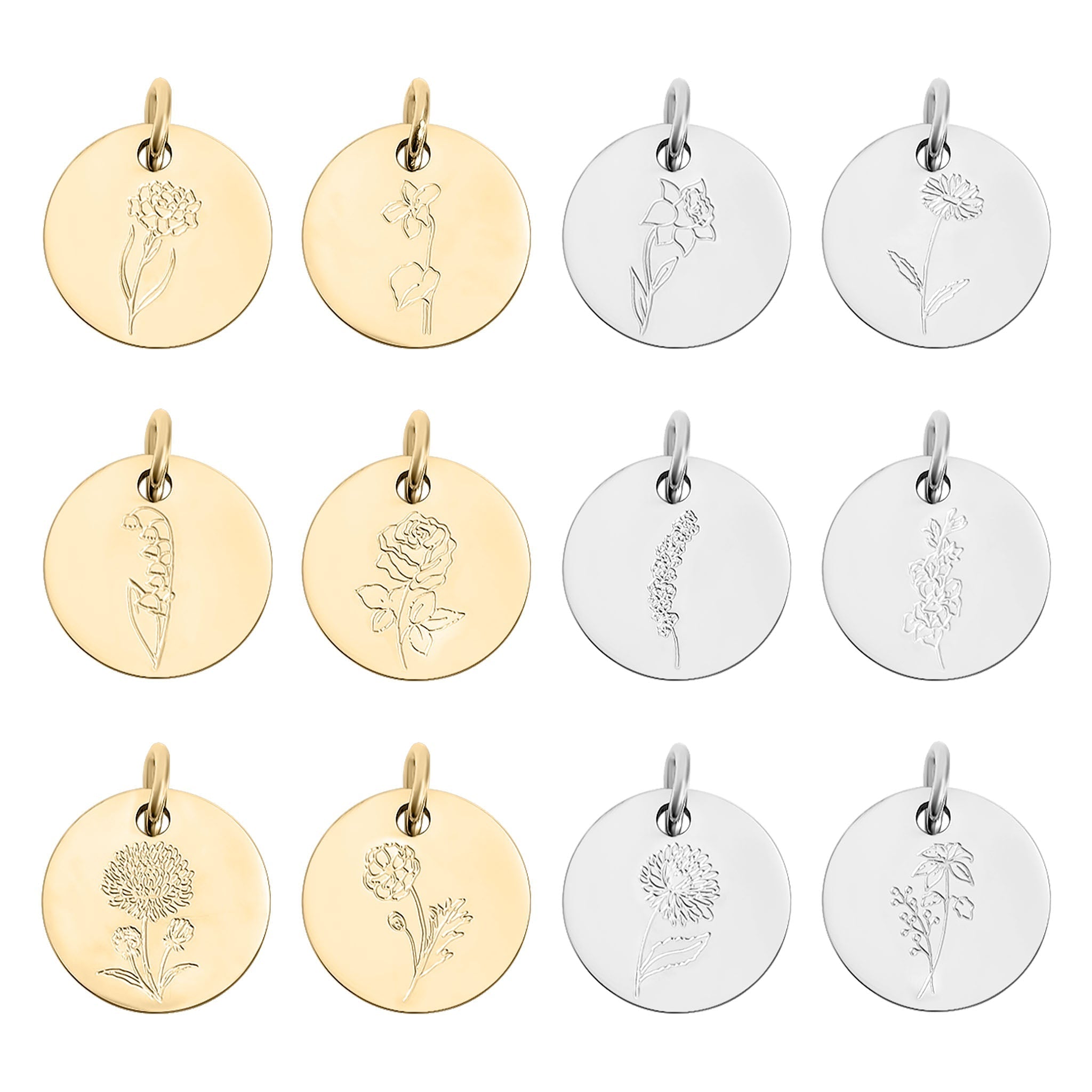 Birth Flower Charm – Personalized Gold Charm Pendant | Hypoallergenic Stainless Steel Jewelry - charm | Sunflower Soul Boutique