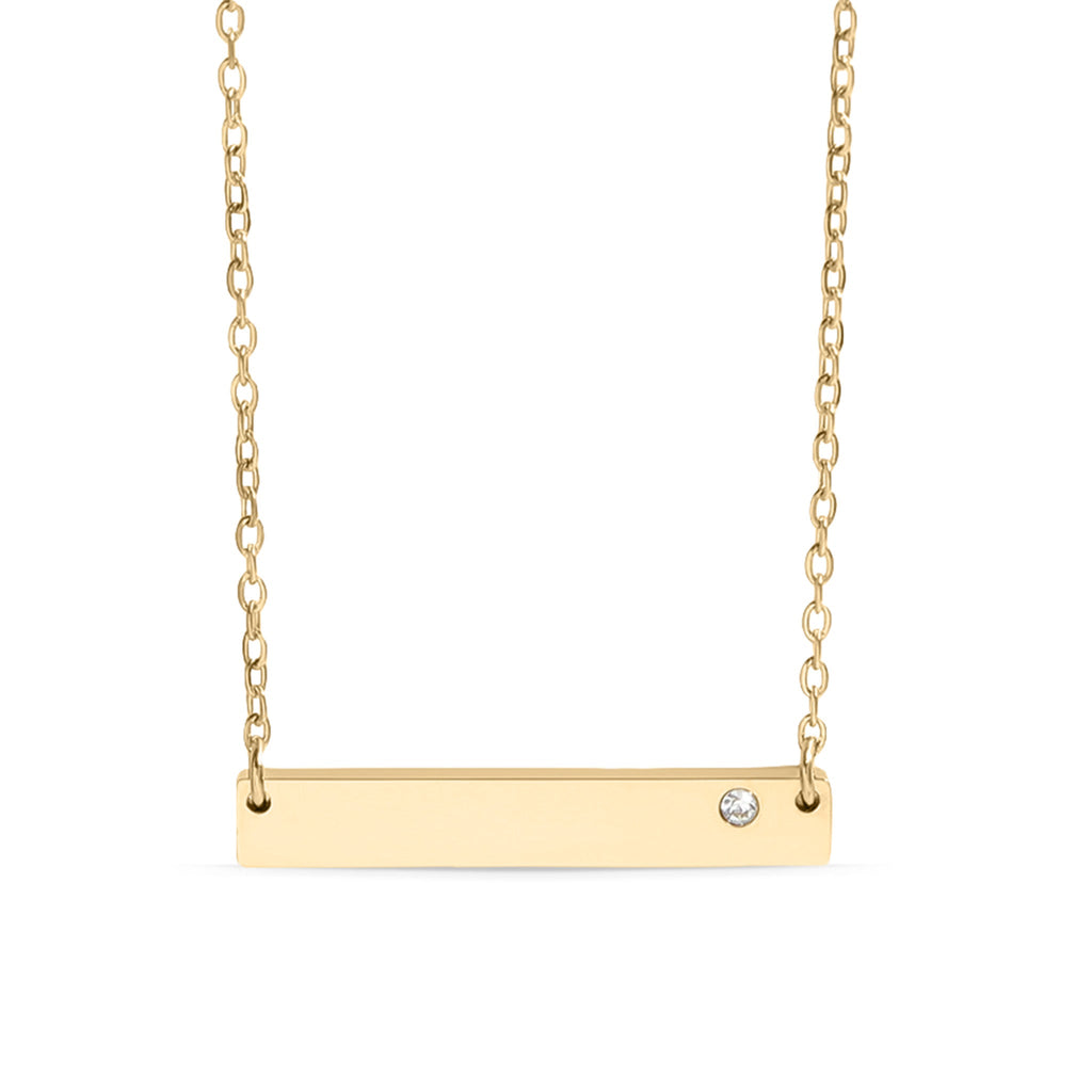 Birthstone Bar Necklace – Durable Gold Stainless Steel Engraved Jewelry Gift - Necklaces | Sunflower Soul Boutique