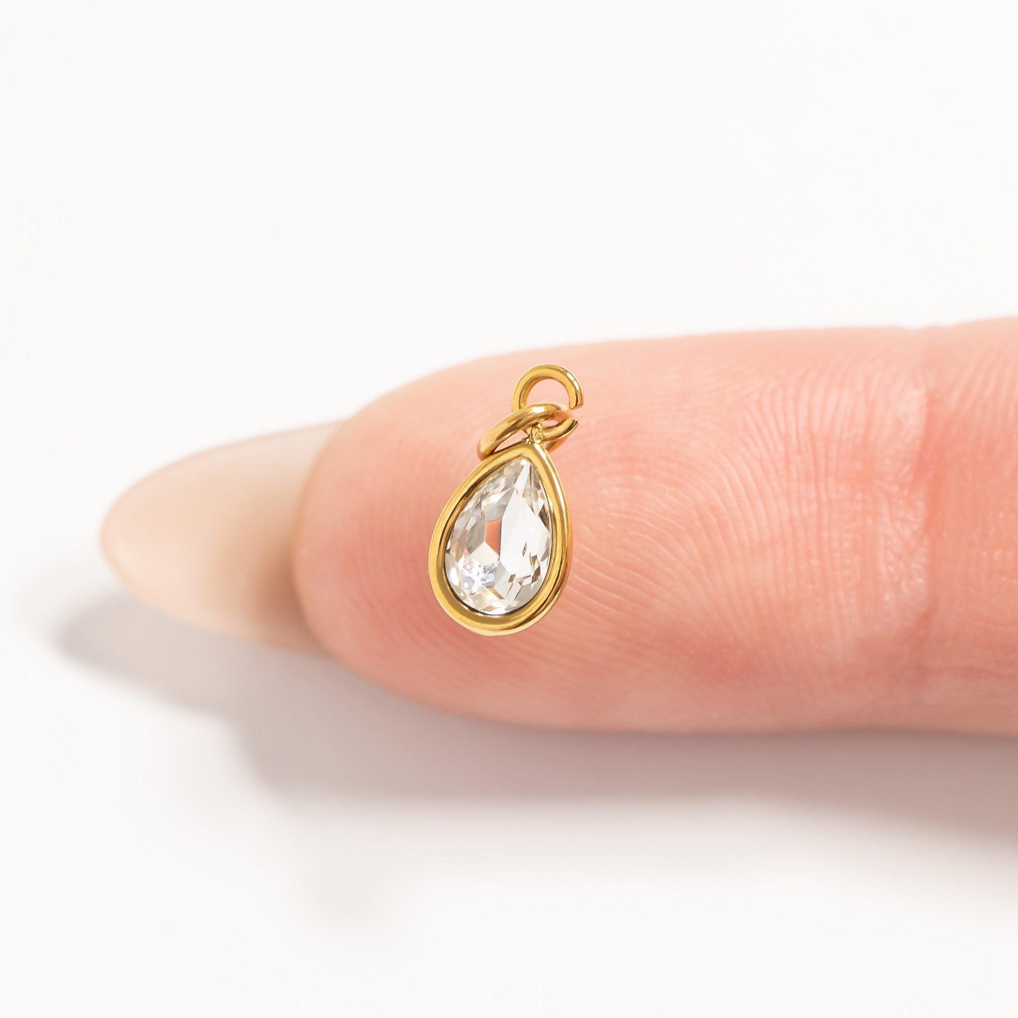 Birthstone Charm – 18K Gold Plated Teardrop | Hypoallergenic Stainless Steel Jewelry - Charms | Sunflower Soul Boutique