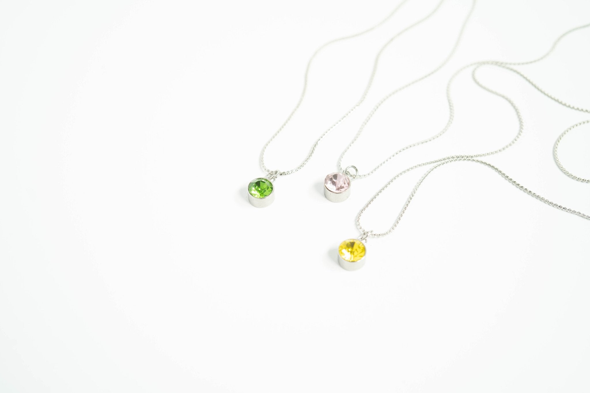 Birthstone Charm – 8mm Gold Plated Stainless Steel Round Gemstone Pendant - charm | Sunflower Soul Boutique