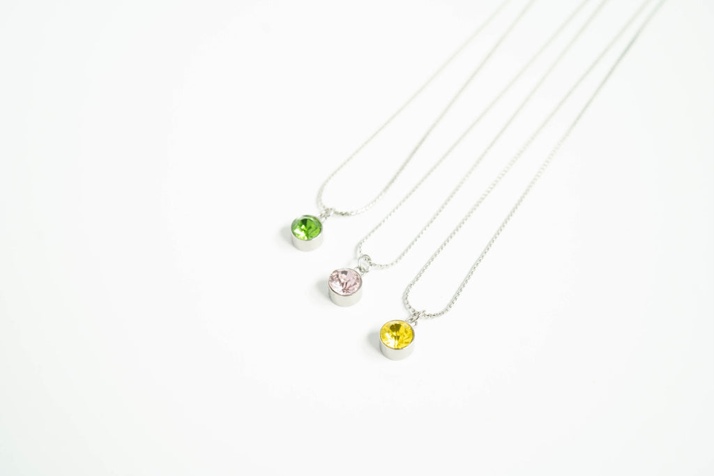 Birthstone Charm – 8mm Gold Plated Stainless Steel Round Gemstone Pendant - charm | Sunflower Soul Boutique